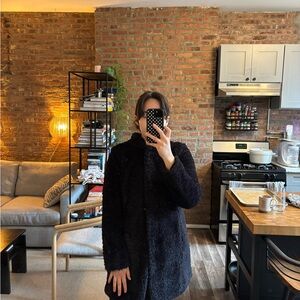 Kenneth Cole Black Teddy Jacket Cozy Warmth